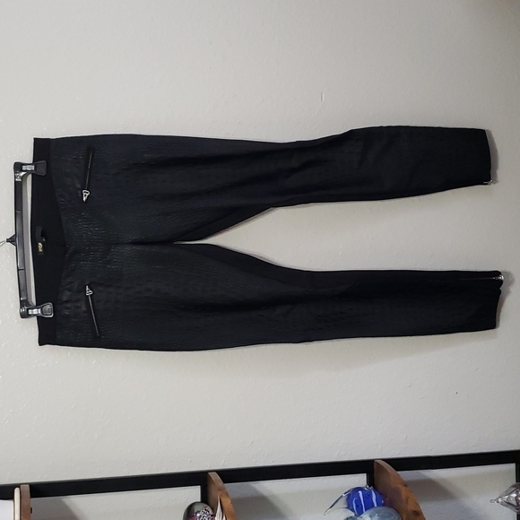 Maje Croc Embossed Skinny Pants Zip Ankle, Color Black, Size 36 - Picture 6 of 16